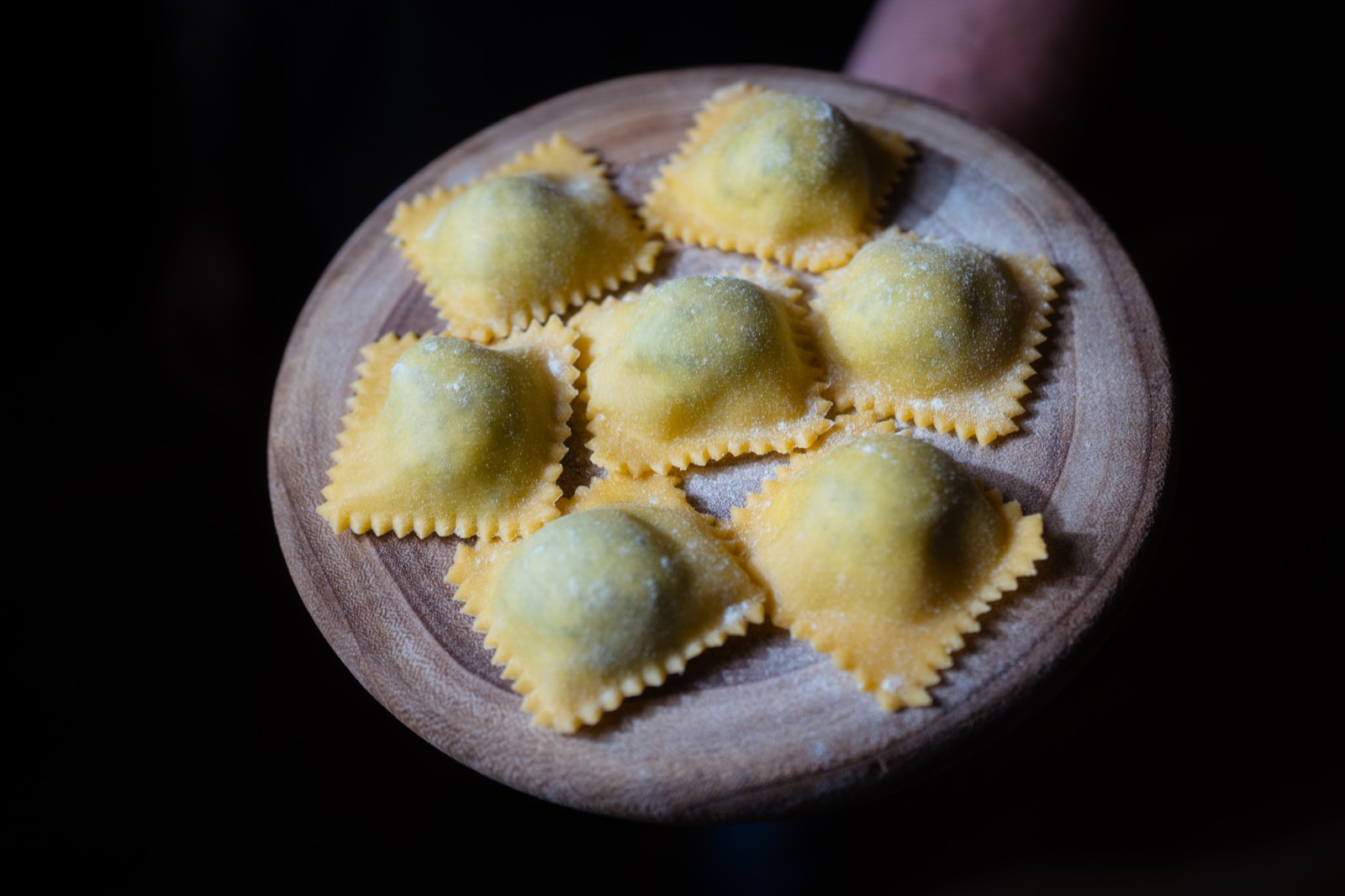 Handmade ravioli included in the box
